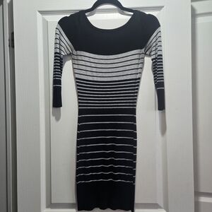 Black and White Striped Sweater Dress